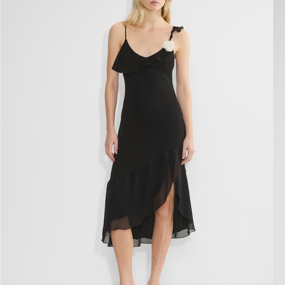 Aritzia Black One Shoulder Dress with Ruffle